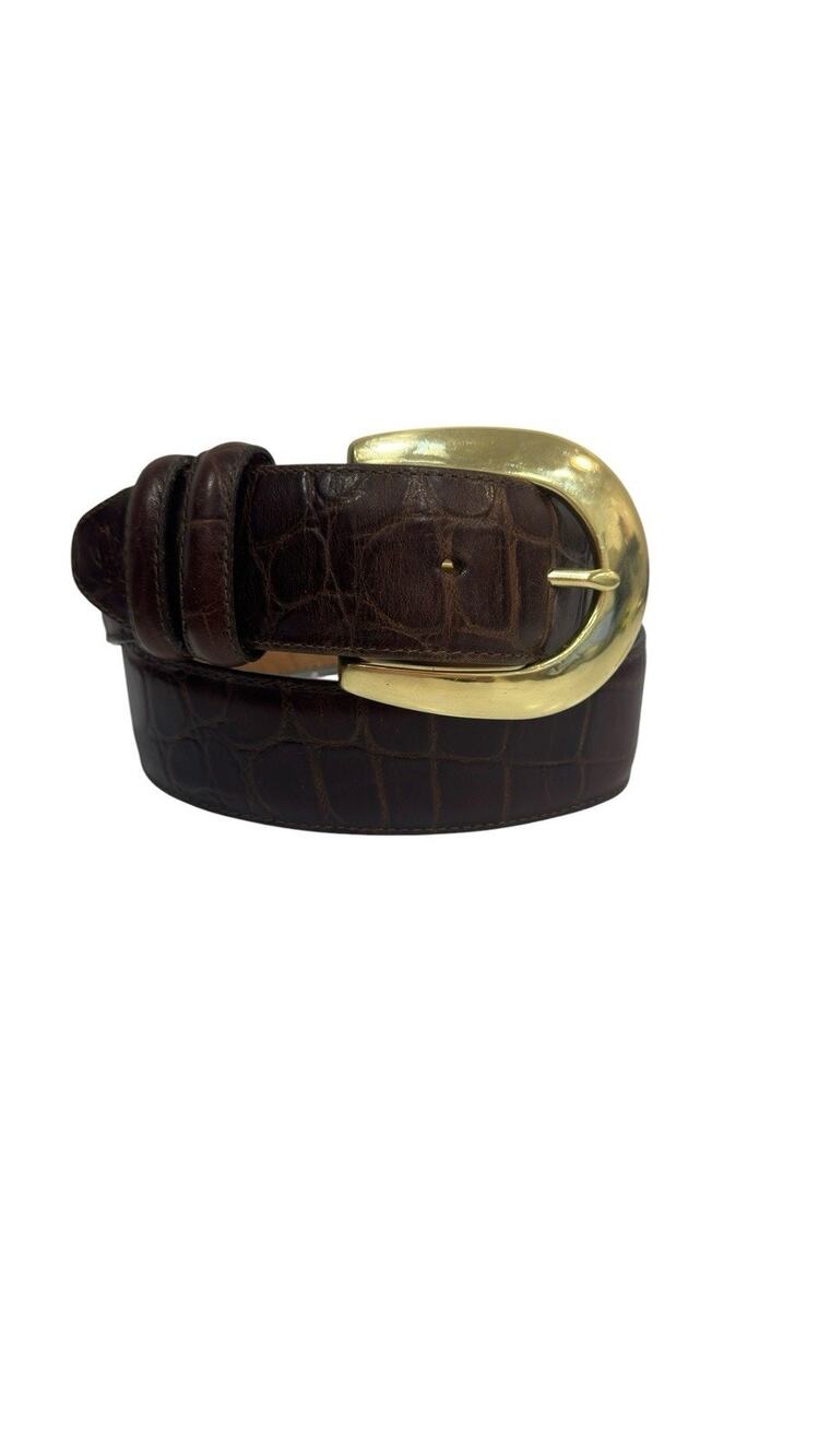 Vintage Brighton Leather Croc Embossed Brown Belt Medium